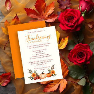 Cute Cozy Autumn Friendsgiving Pumpkins Invitation