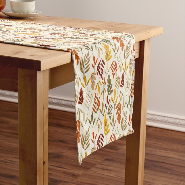 Cute Cozy Fall Leaves Pattern Short Table Runner (In Situ)