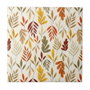 Cute Cozy Fall Leaves Pattern Tile
