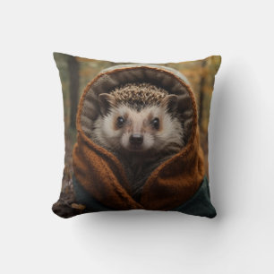 Cute Cozy Hedgehog Autumn Season Cushion