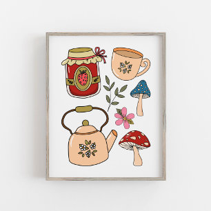 Cute & Cozy Rustic Cottagecore Collage Poster