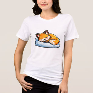 Cute Cozy Sleeping Fox on Pillow Kawaii Fox T-Shir Tri-Blend Shirt