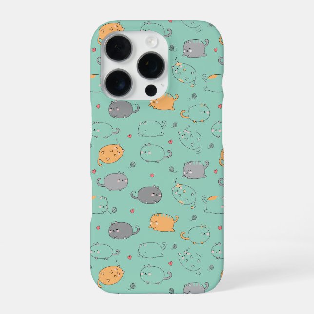 Cute & Cozy Sleepy Cat Dreams Pattern iPhone case (Back)