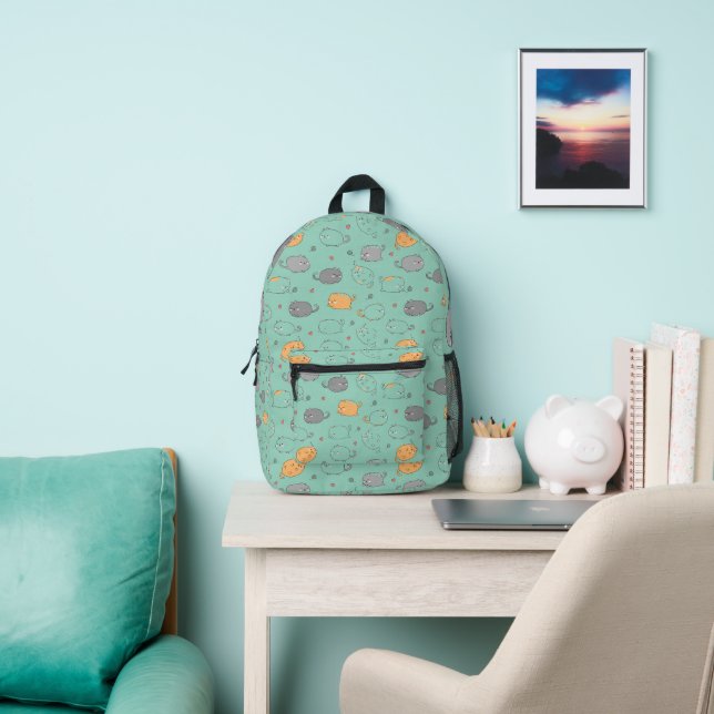 Cute & Cozy Sleepy Cat Dreams Pattern Printed Backpack (Insitu)