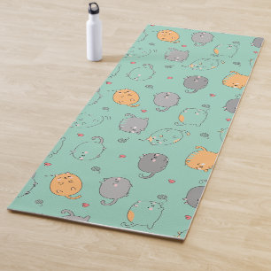 Cute & Cozy Sleepy Cat Dreams Pattern Yoga Mat