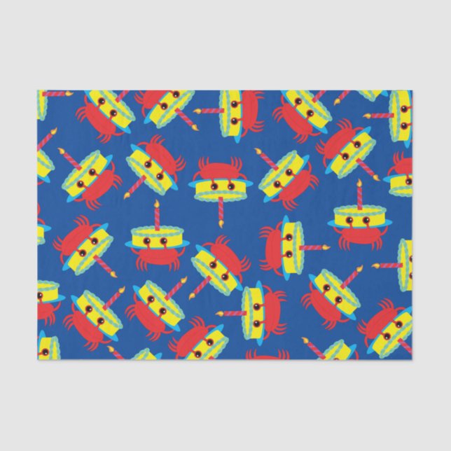 Cute Crab Beach Kid's Birthday Party Tissue Paper (Front)