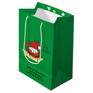 Cute Crab Christmas Funny Holiday Santa Cartoon Medium Gift Bag