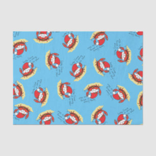 Cute Crab Christmas Funny Holiday Santa Cartoon Tissue Paper