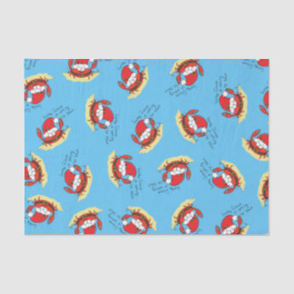 Cute Crab Christmas Funny Holiday Santa Cartoon Tissue Paper