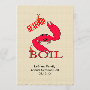 Cute Crab Crawfish / Lobster Seafood Boil Invitation