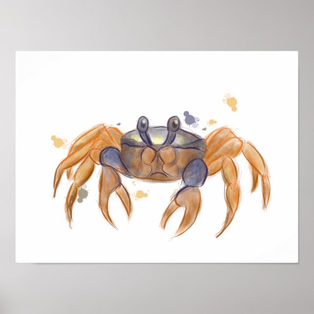 Cute crab drawing poster (Front)