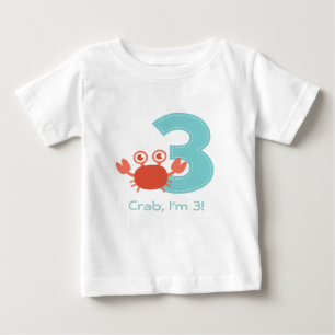 Cute Crab I'm 3 Third Birthday Baby Baby T-Shirt