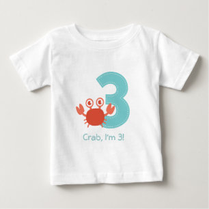 Cute Crab I'm 3 Third Birthday Baby T-Shirt