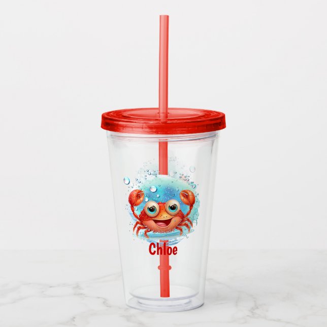 Cute Crab Name Kids  Acrylic Tumbler (Front)