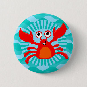 Cute Crab - Nautical Fish Ocean Sea 6 Cm Round Badge