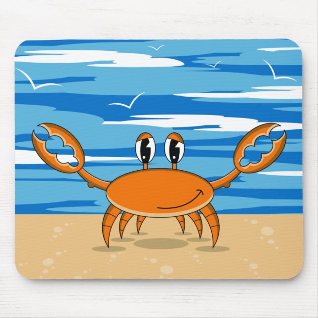 Cute Crab on Sandy Beach Mouse Pad (Front)