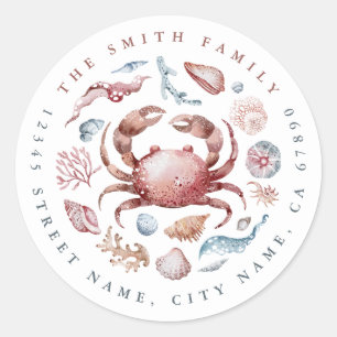 Cute Crab Round Stickers