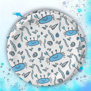 Cute Crab Sea Animals Boy Happy Birthday  Paper Pl Plate