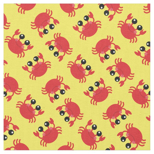 Cute Crabs Kids Beach Animals Fabric (Close Up)