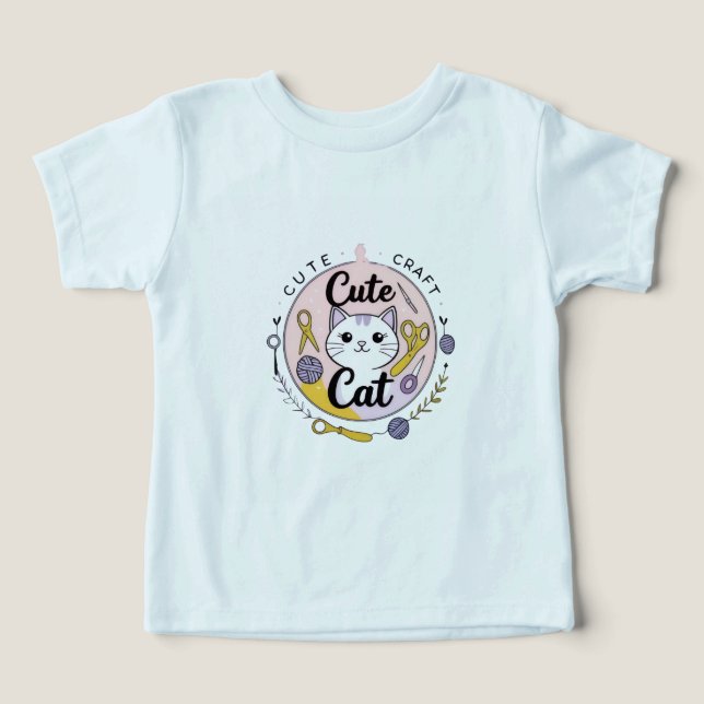  Cute Craft Cat T-Shirt (Design Front)