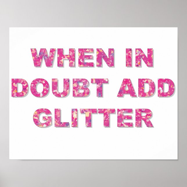 Cute Crafting Quote Pink Glitter Poster (Front)