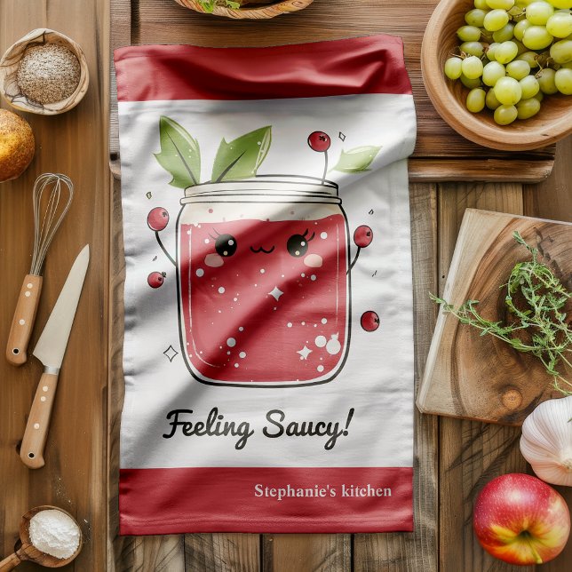 Cute Cranberry Sauce – Funny Kawaii Cooking  Tea Towel (Creator Uploaded)