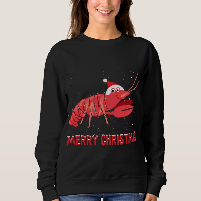 Cute crawfish Christmas Tree Lights Sweatshirt (Front)