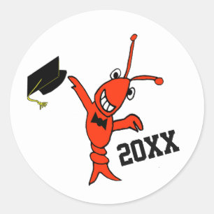 Cute Crawfish Graduation Classic Round Sticker