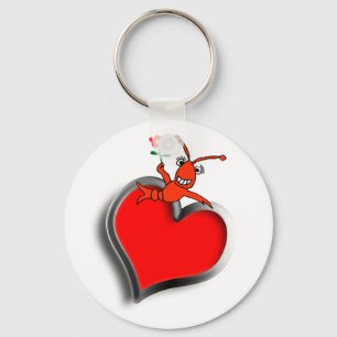 Cute Crawfish (Lobster) Heart Love Key Ring