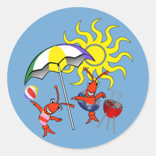 Cute Crawfish Lobster Summer Classic Round Sticker