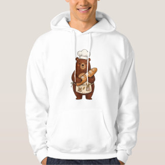 Cute Crayon Baker Bear with French Bread Chef T-Sh Hoodie