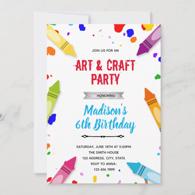Cute crayon birthday Invitation (Front)
