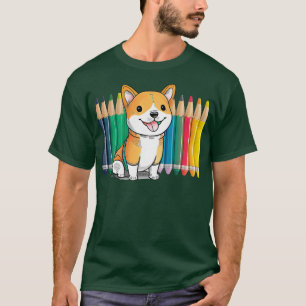 Cute Crayon Dog  Colourful Dog Lover  T-Shirt