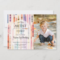 Cute Crayon Pastel Little Artist Photo Birthday