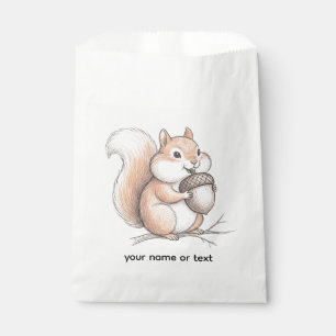 Cute Crayon Squirrel with Acorn Hand Drawn Coffee Favour Bags