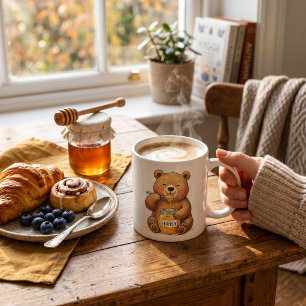 Cute Crayon Teddy Bear Eating Honey Coffee Mug