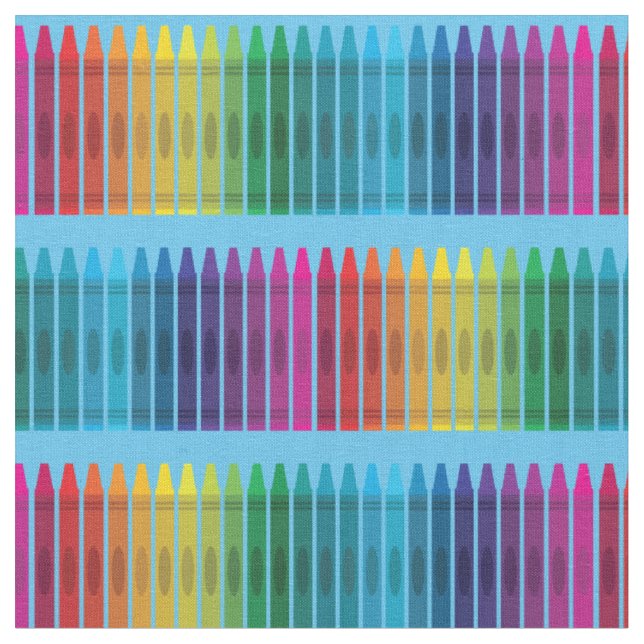 Cute Crayons School Supplies Teacher Fabric (Close Up)