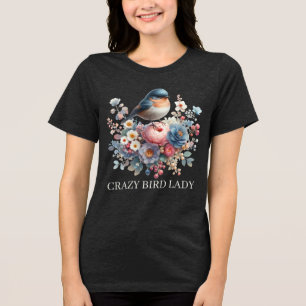 Cute crazy bird lady add text Tri-Blend shirt