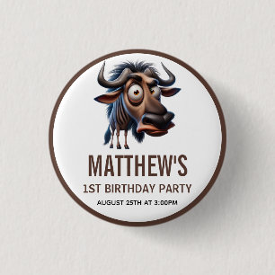 Cute Crazy Cheetah Farm Theme 1st Birthday 3 Cm Round Badge