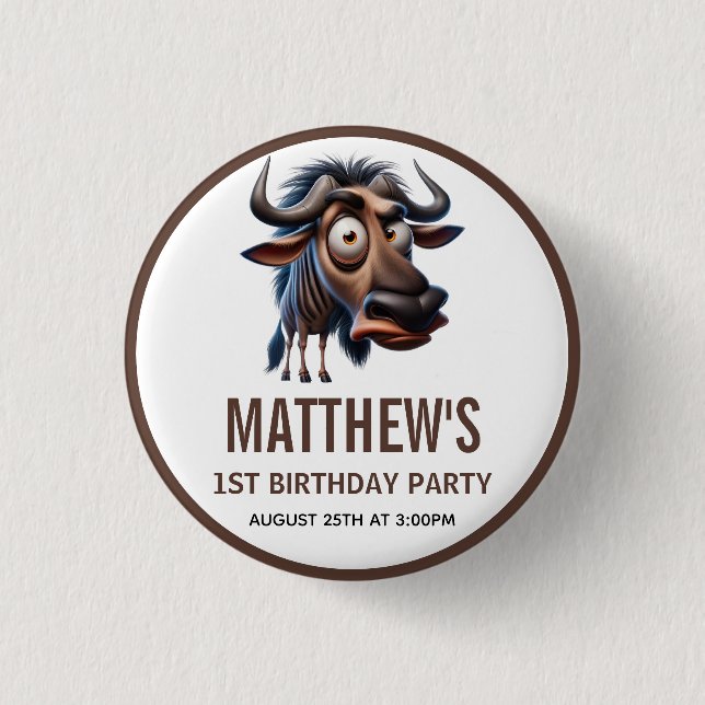 Cute Crazy Cheetah Farm Theme 1st Birthday 3 Cm Round Badge (Front)