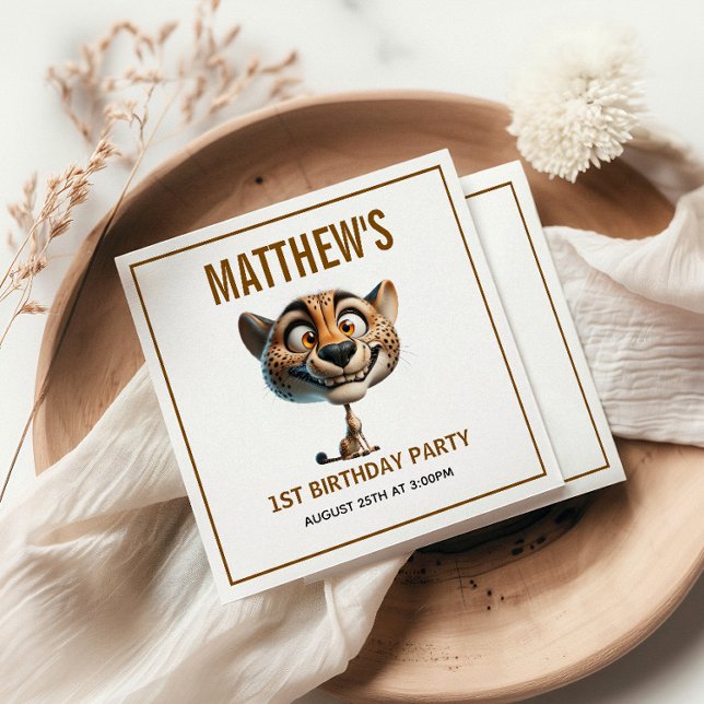 Cute Crazy Cheetah Farm Theme 1st Birthday Napkin (Cute Crazy Cheetah Farm Theme 1st Birthday Napkins
)