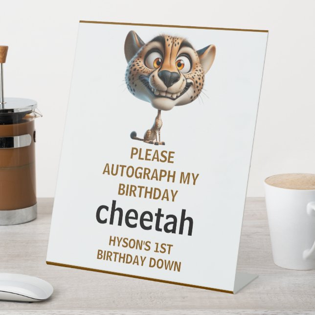 Cute Crazy Cheetah Farm Theme 1st Birthday Pedestal Sign (In SItu)