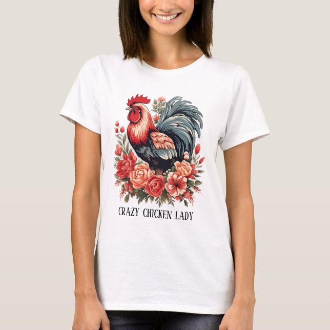 Cute crazy chicken lady add text  T-Shirt (Front)
