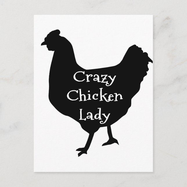 Cute Crazy Chicken Lady Chicken Silhouette Postcard (Front)