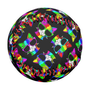 CUTE Crazy Colorful Cool Rainbow Cats Baseball