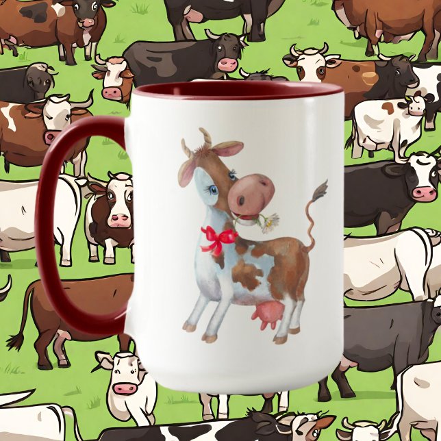 cute crazy cow lady add text mug (Creator Uploaded)