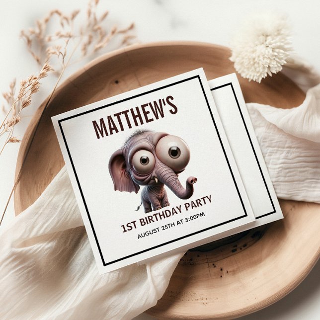 Cute Crazy elephant Farm Theme 1st Birthday Napkin (Cute Crazy elephant Farm Theme 1st Birthday Napkins)