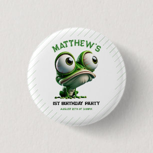 Cute Crazy Frog Farm Theme 1st Birthday 3 Cm Round Badge