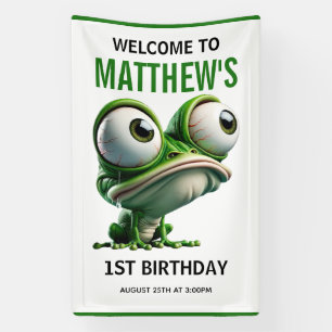 Cute Crazy Frog Farm Theme 1st Birthday Banner