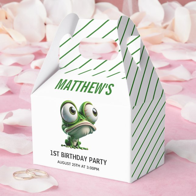 Cute Crazy Frog Farm Theme 1st Birthday Favour Box (Wedding)
